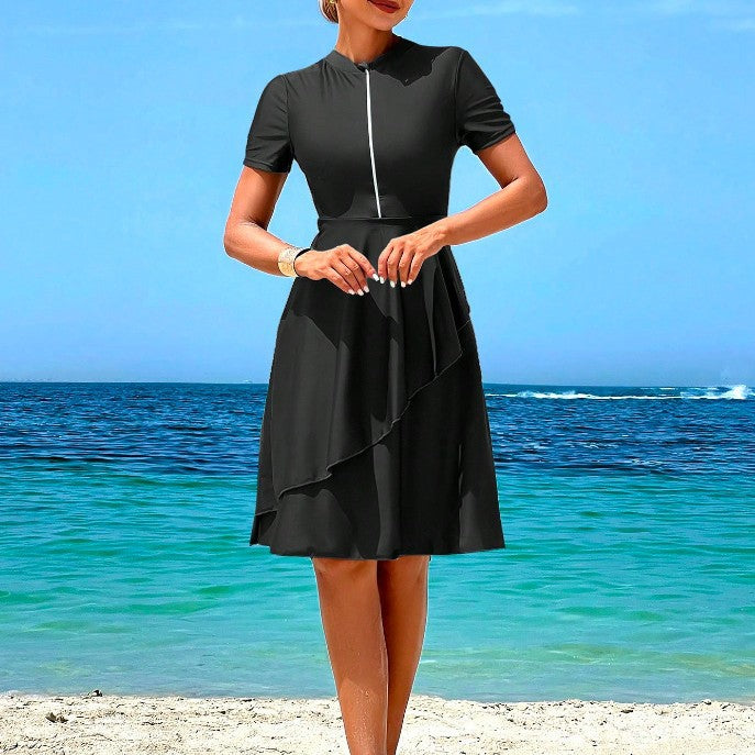 Damen Elegantes Strandkleid mit Rüschen Drune