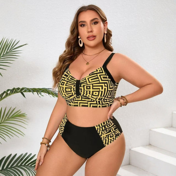 Damen Zweiteiliges Bikini-Set mit modernem geometrischem Design Drune