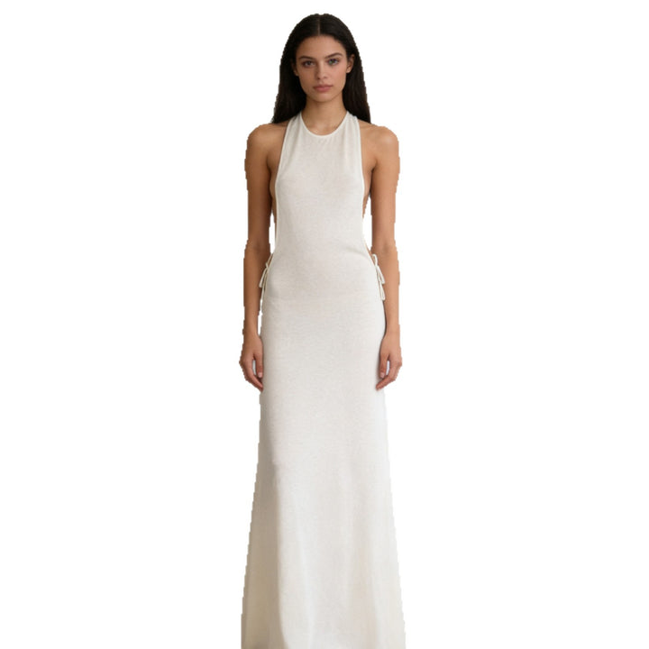 Damen Elegantes Maxikleid mit zurückhaltendem Halterdesign und Seitendetails Drune