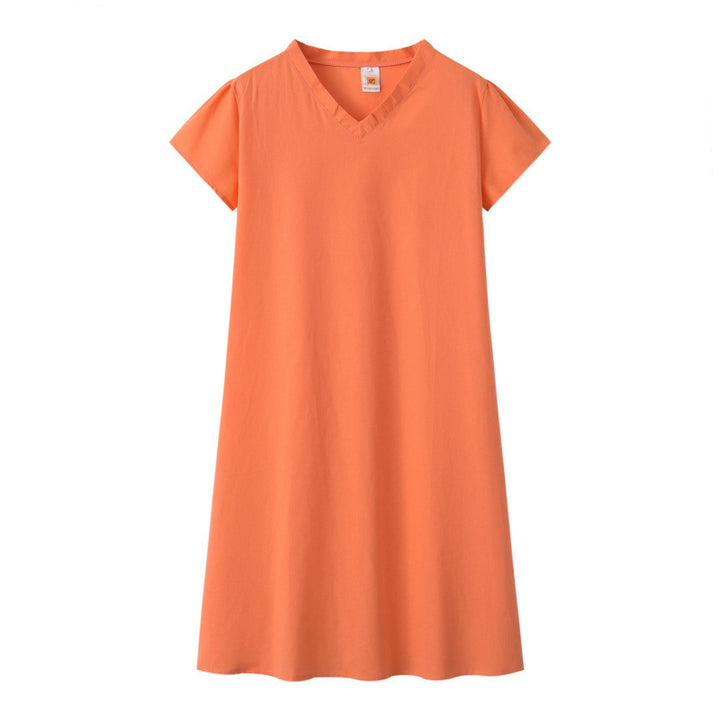 Damen Leinen-Midikleid Kastiges Oberteil