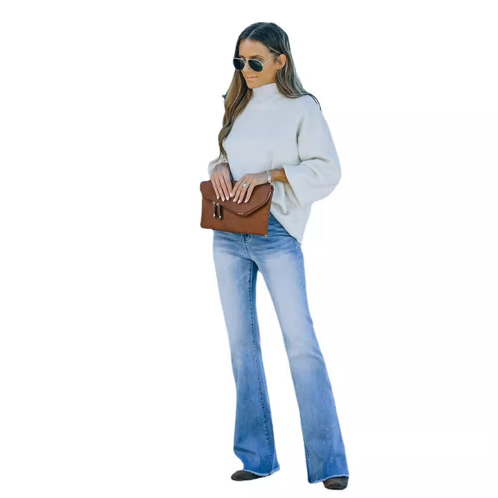 Damen weit geschnittene Bootcut Jeans Drune