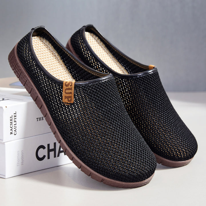 Damen nan atmungsaktiver gestrickter Slipper mit gewebtem Komfortfußbett und flexibler Profilsohle Drune