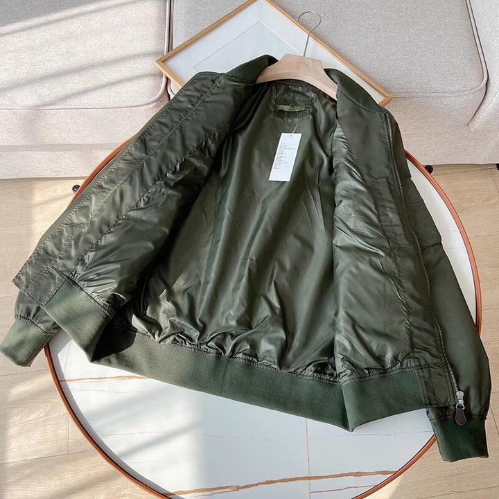 Damen stylische Bomberjacke mit praktischen Reißverschlusstaschen Drune
