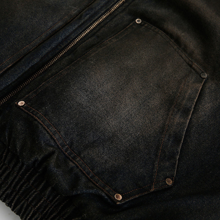 Herren Gefütterte Bomberjacke mit Teddyfutter, Kapuze und Used-Finish Drune