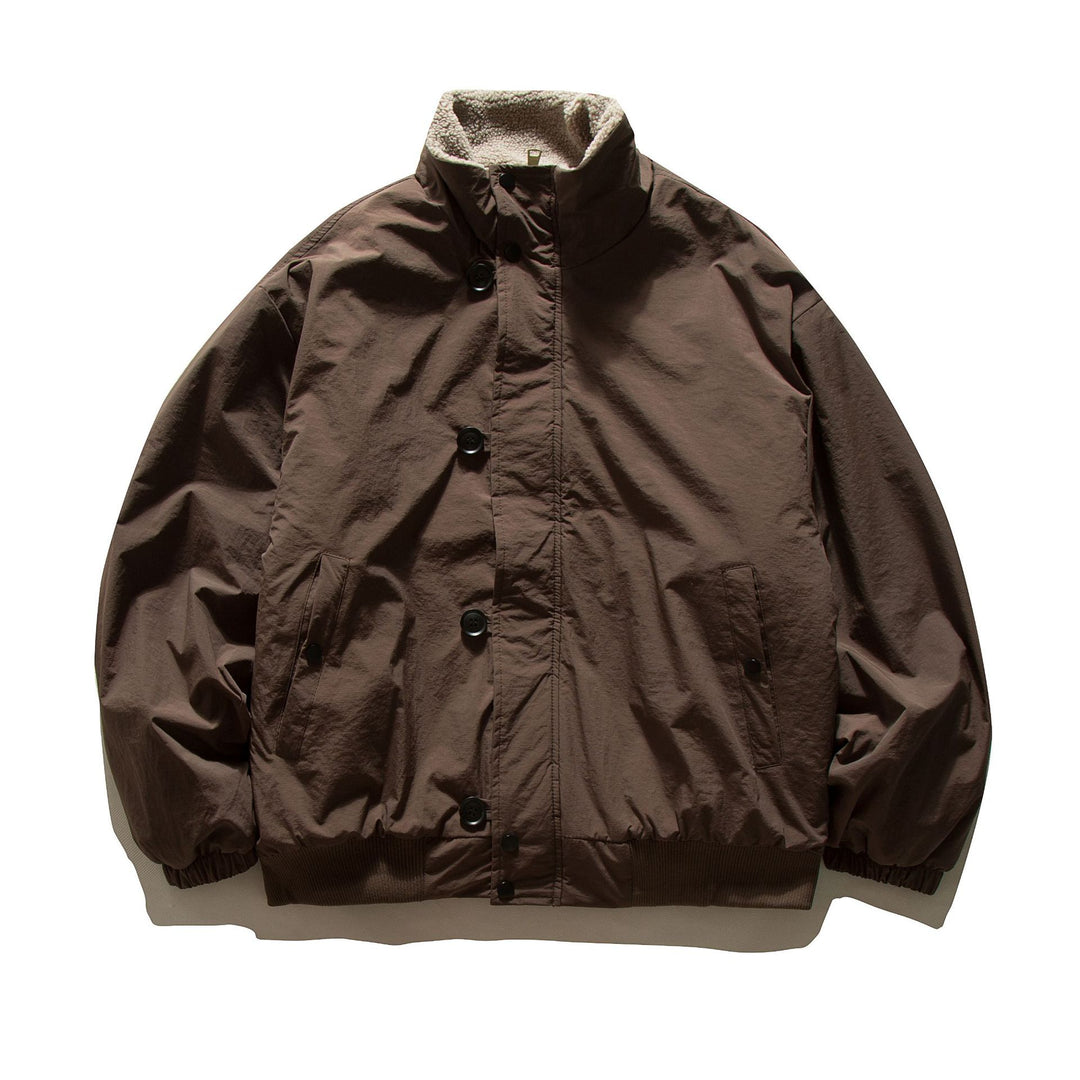 Herren Kurz geschnittene Thermo‑Blousonjacke mit hochgeschlossenem Sherpa‑Kragen Drune