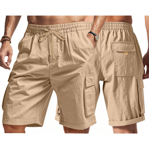 Herren nan knielange Utility-Shorts aus leichtem Baumwollmix mit elastischem Tunnelzugbund und aufgesetzten Klappentaschen Drune