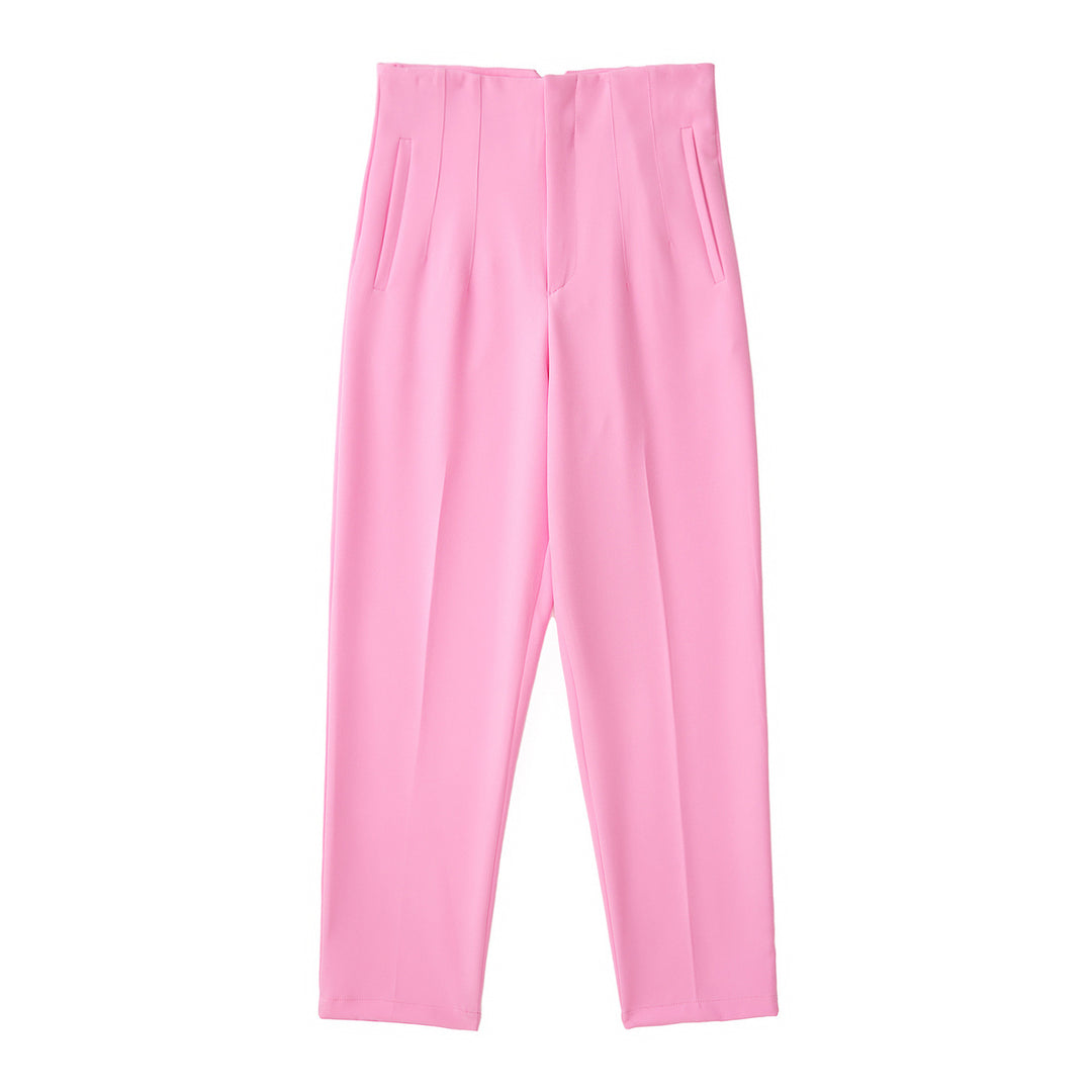 Damen Hochtaillierte tapered Anzughose mit Bügelfalte und Paspeltaschen Drune
