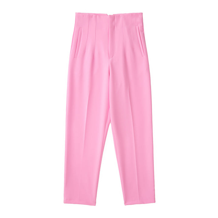 Damen Hochtaillierte tapered Anzughose mit Bügelfalte und Paspeltaschen Drune