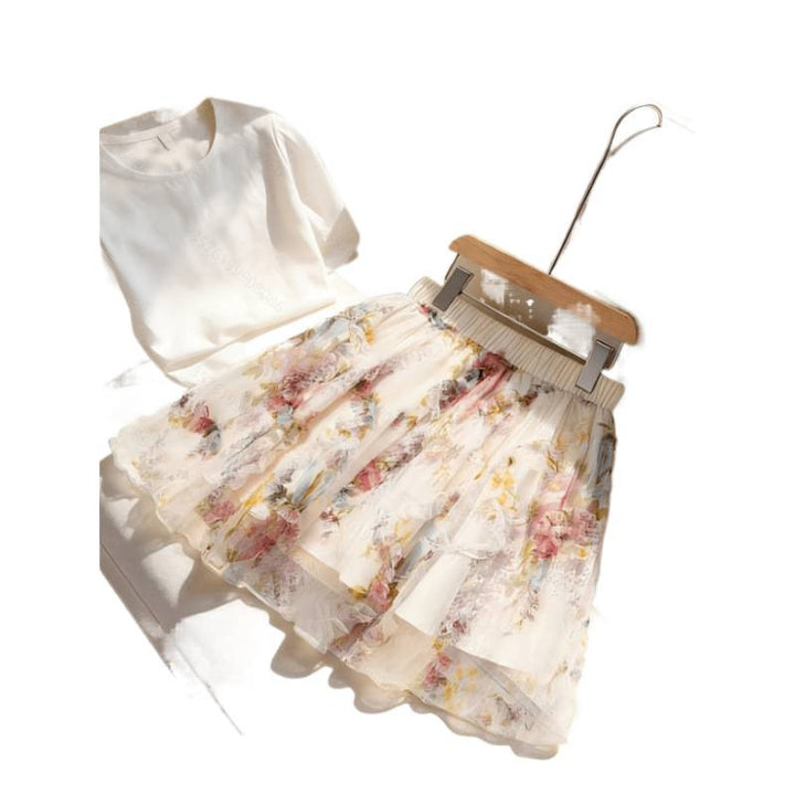 Damen Sommerrock mit floralen Applikationen und zartem Spitzenrand Drune