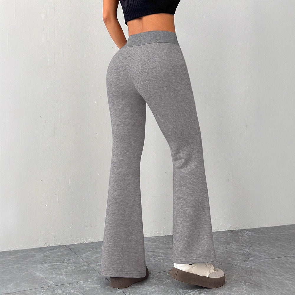 Damen Flared Loungehose mit hohem Bund und elastischem Kordelzug Drune