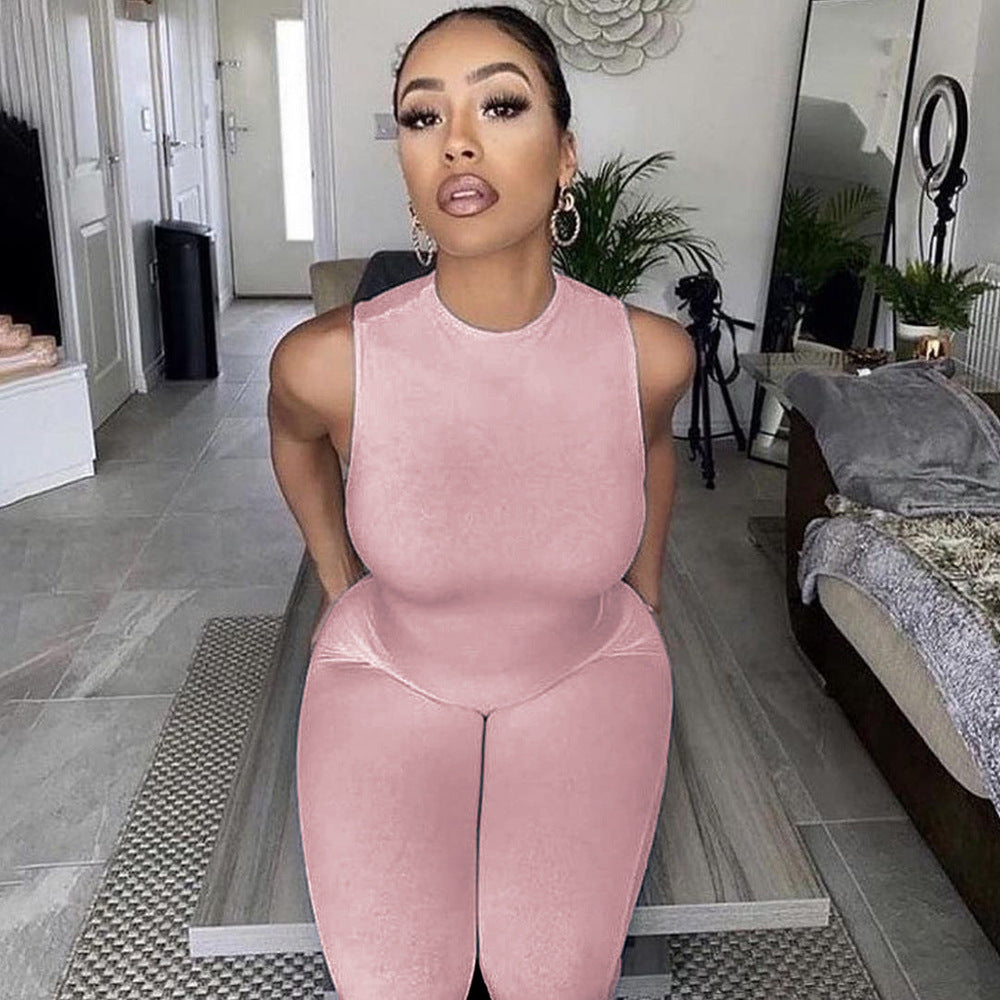 Damen All-in-One Jumpsuit mit tiefem Ausschnitt und figurbetontem Schnitt Drune