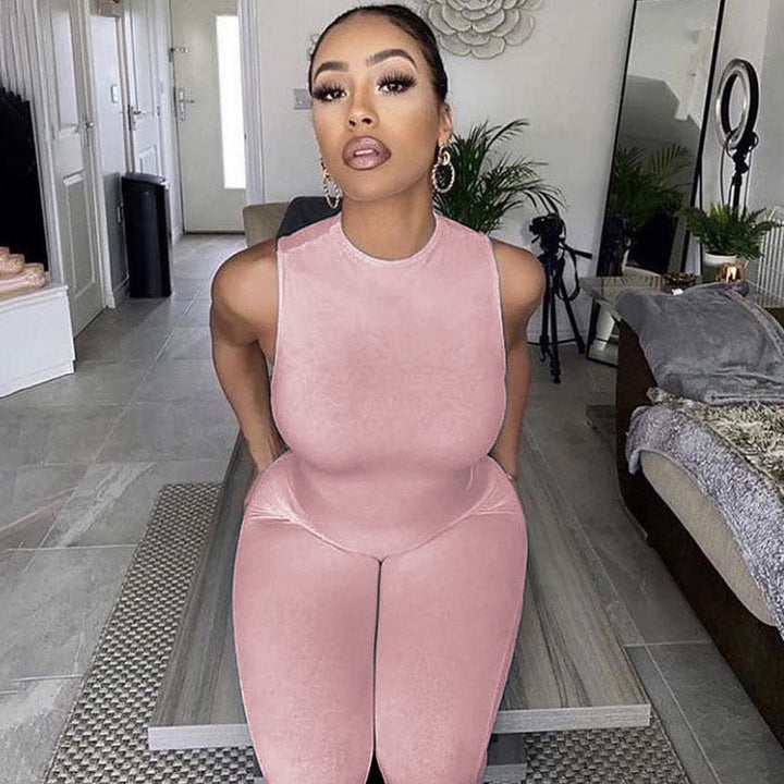 Damen All-in-One Jumpsuit mit tiefem Ausschnitt und figurbetontem Schnitt Drune
