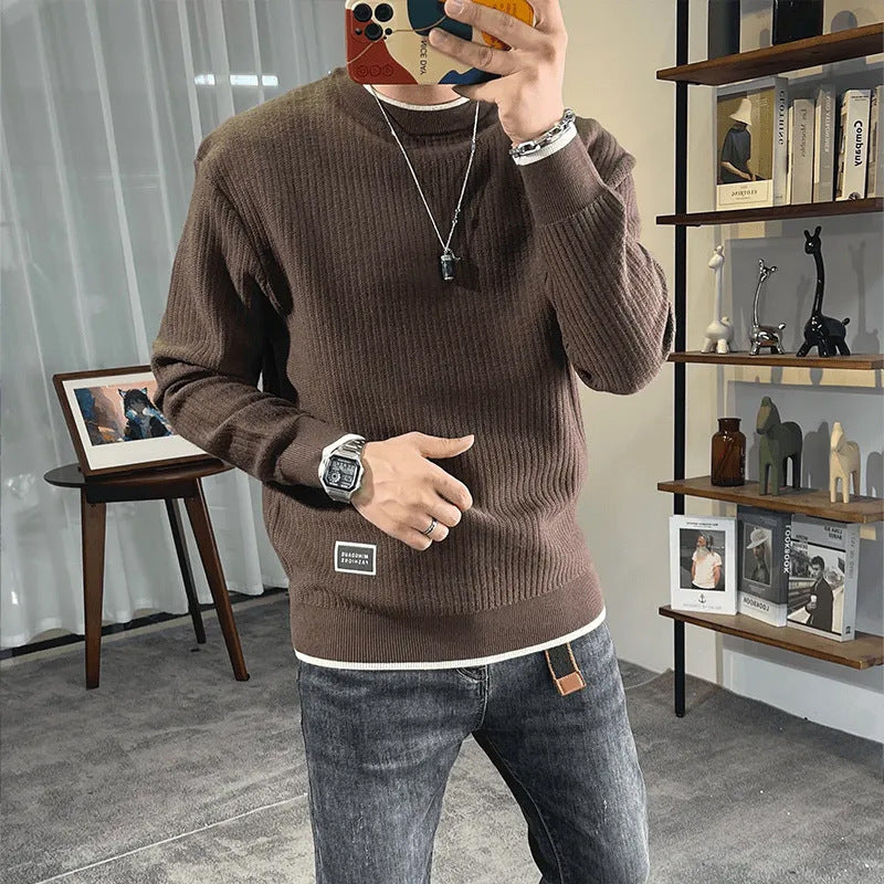 Herren Feinstrick-Ripppullover mit Rundhalsausschnitt und legerer Oversize-Passform Drune
