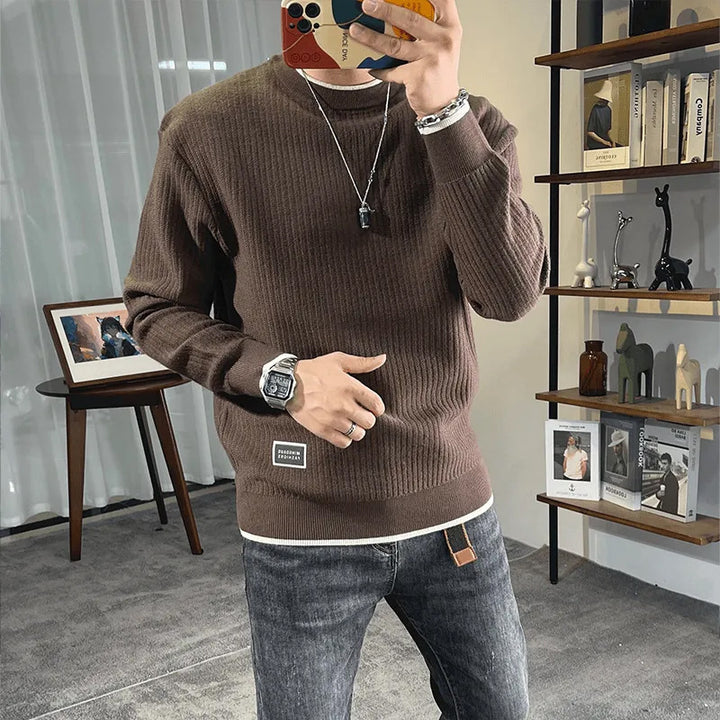 Herren Feinstrick-Ripppullover mit Rundhalsausschnitt und legerer Oversize-Passform Drune