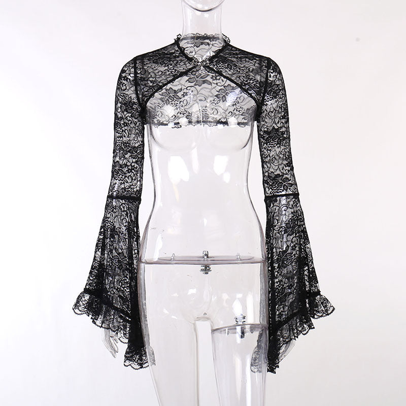 Damen figurbetonte Bluse mit Rüschendetails und Schnürung Drune