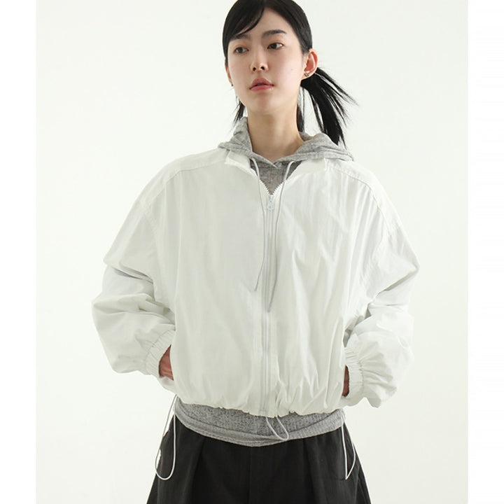Damen lässige Übergangsjacke mit hohem Kragen und Kordelzug Drune
