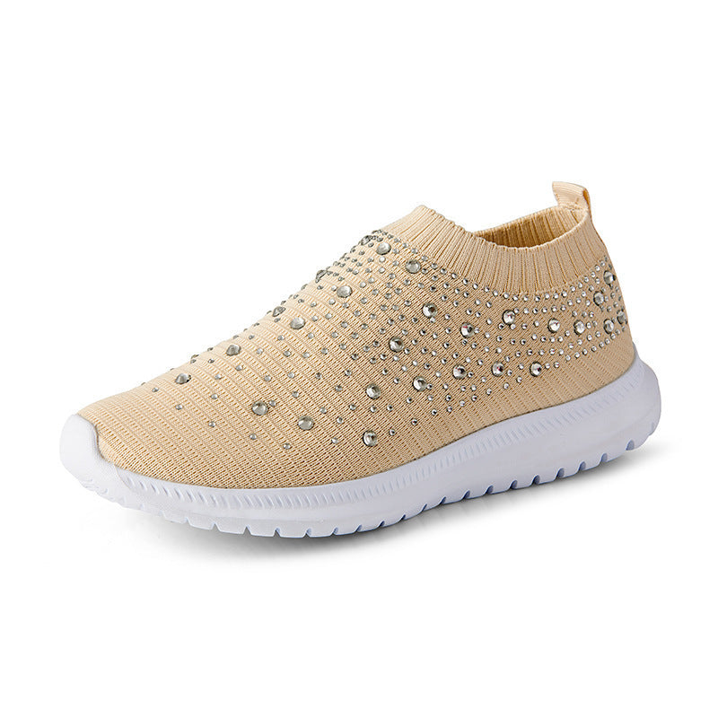 Damen Elastischer Sock-Sneaker mit Strass‑Nieten, atmungsaktivem Strickschaft und dämpfender Komfortsohle Drune