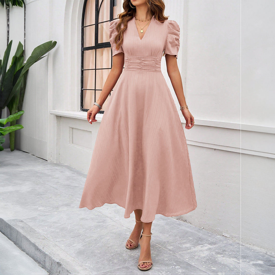 Damen Maxikleid mit elegant verarbeiteten Puffärmeln und taillierter Silhouette Drune