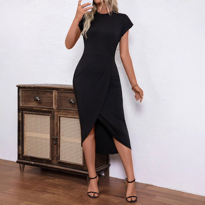 Damen modisches Wickelkleid mit großzügigem Schlitz Drune