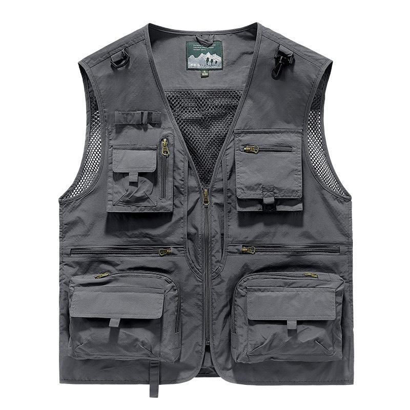 Herren nan multifunktionale Angel- und Outdoorweste mit zahlreichen Taschen und Meshfutter Drune