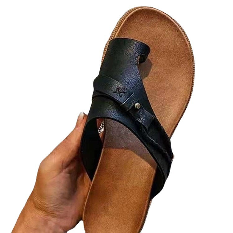 Damen Zehentrenner-Sandalen mit geflochtenem Detail und bequemem Fußbett Drune