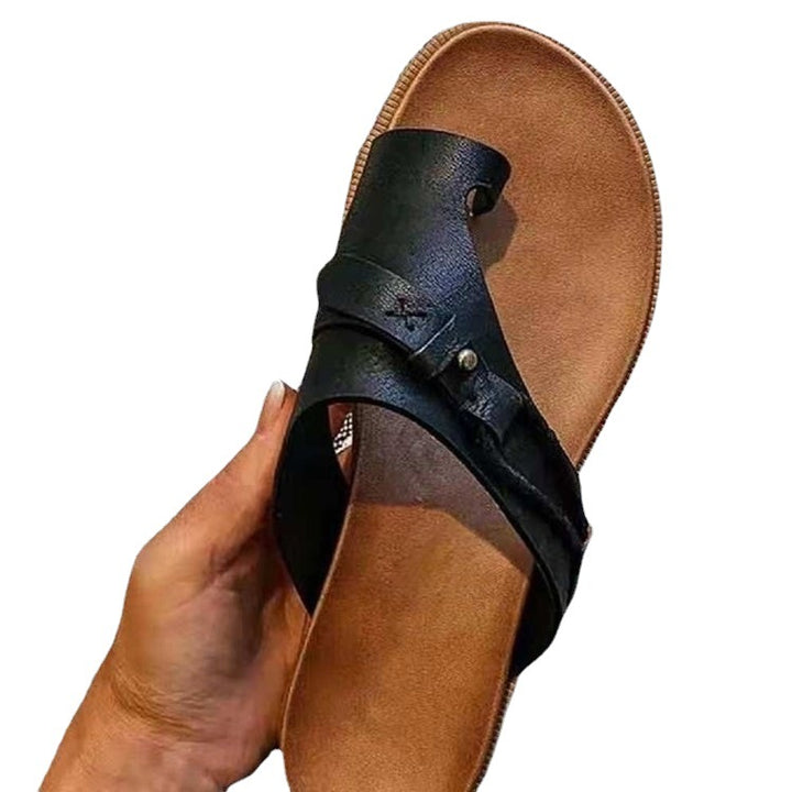 Damen Zehentrenner-Sandalen mit geflochtenem Detail und bequemem Fußbett Drune