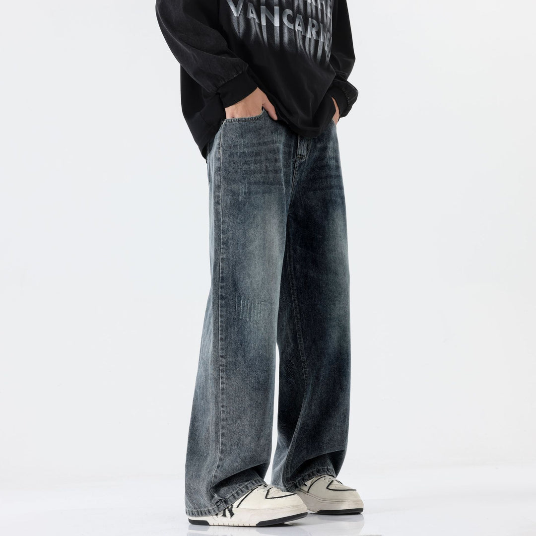 Herren Extraweite Baggy-Jeans mit extra langer Saumkante und dezenter Repair-Optik Drune
