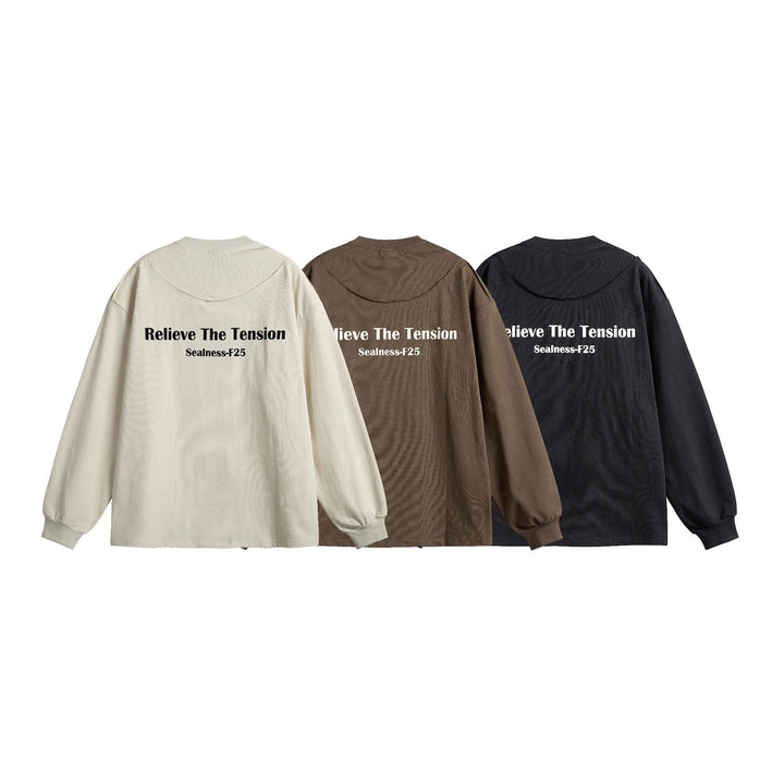 Unisex Oversize-Longsleeve mit dropped shoulder, gerippten Bündchen und minimalistischer Bruststickerei Drune