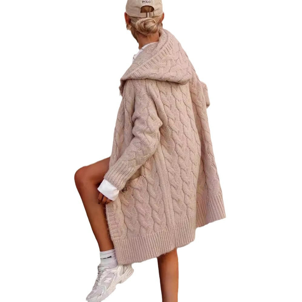 Damen Grobstrick-Cardigan mit tiefem V-Ausschnitt und praktischen Taschen Drune
