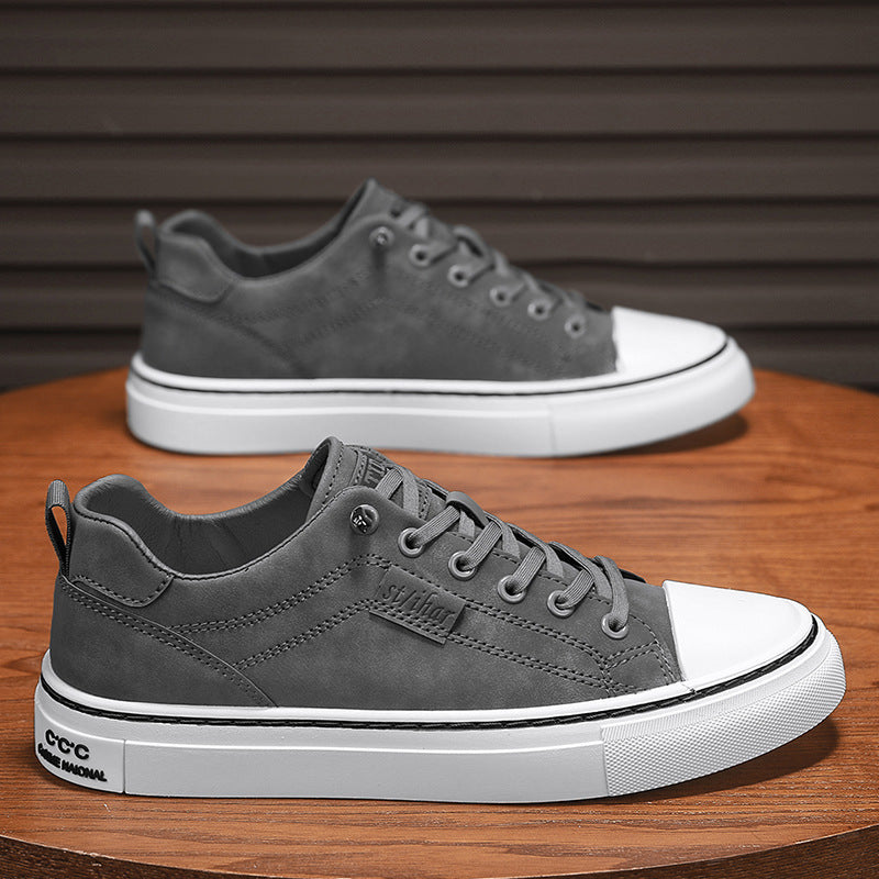 Herren klassische Low-Top Sneaker im Canvas-Look mit verstärkter Zehenkappe und gepolstertem Komfortfußbett Drune