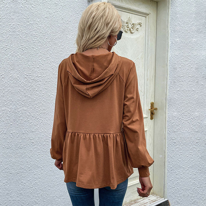Damen Kapuzen-Sweatshirt mit geraffter Taillenstufe und Babydoll-Silhouette Drune