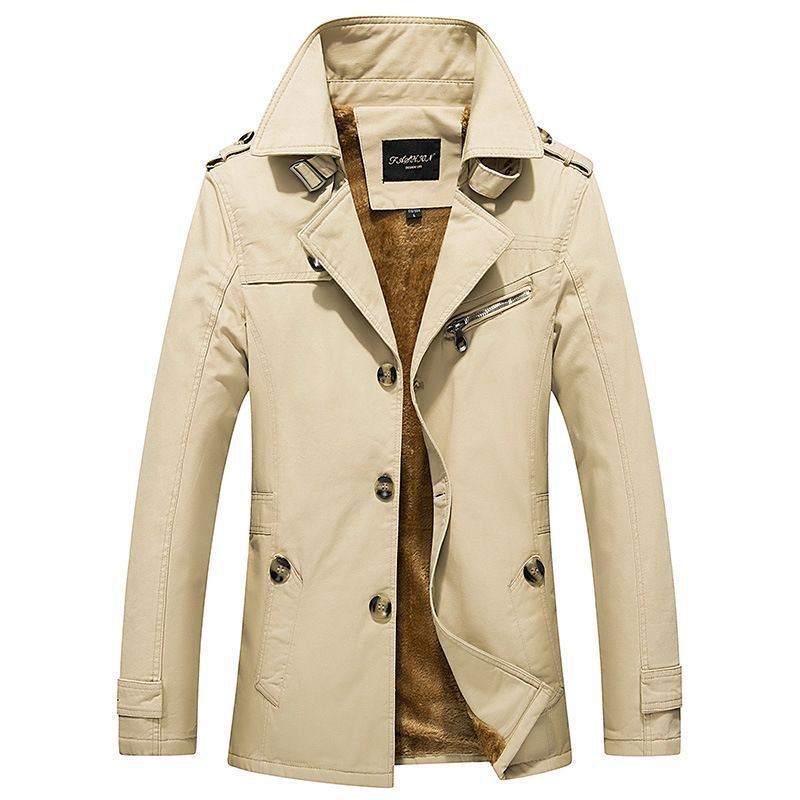 Herren Manteljacke im Trench-Peacoat-Mix mit Sherpa-Futter Drune