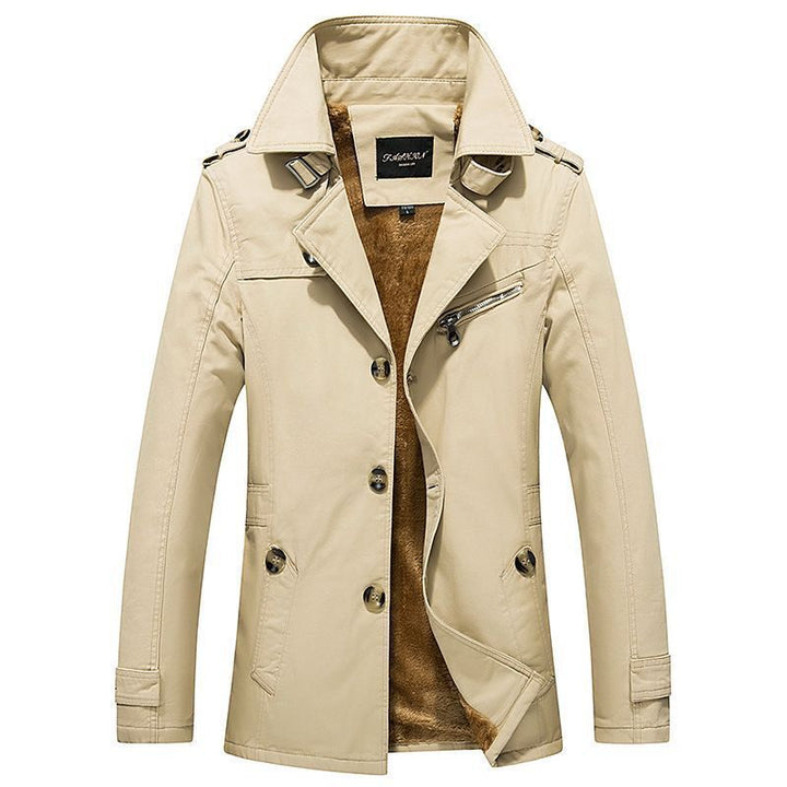 Herren Manteljacke im Trench-Peacoat-Mix mit Sherpa-Futter Drune