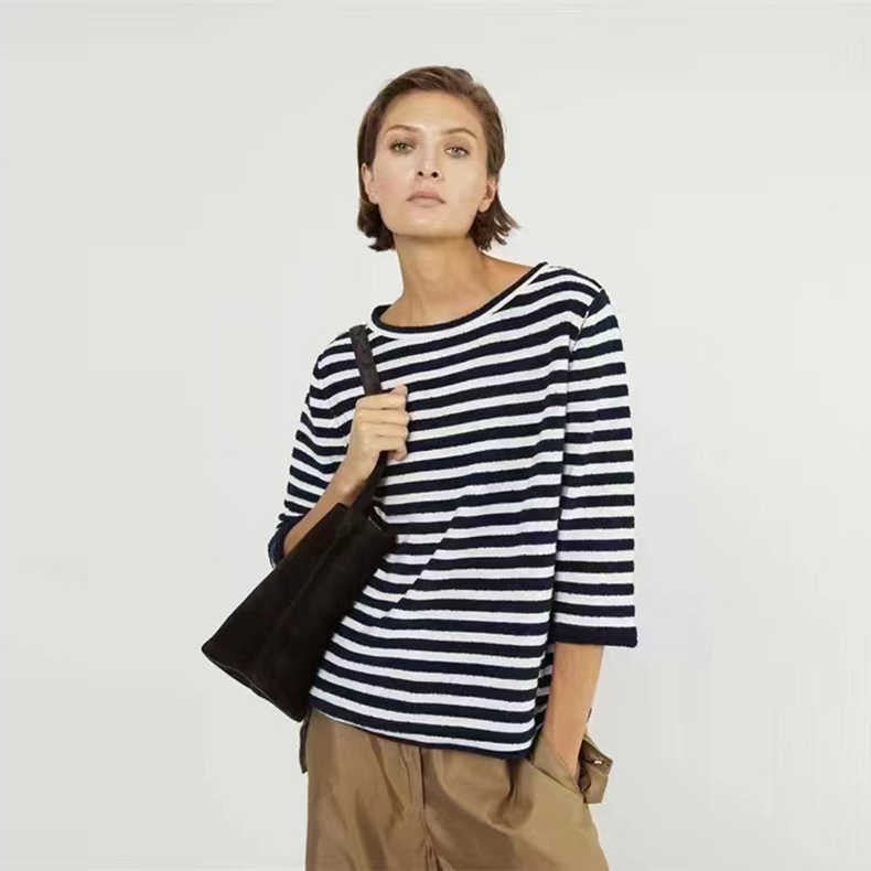 Damen Streifenpullover mit weitem Schnitt Drune