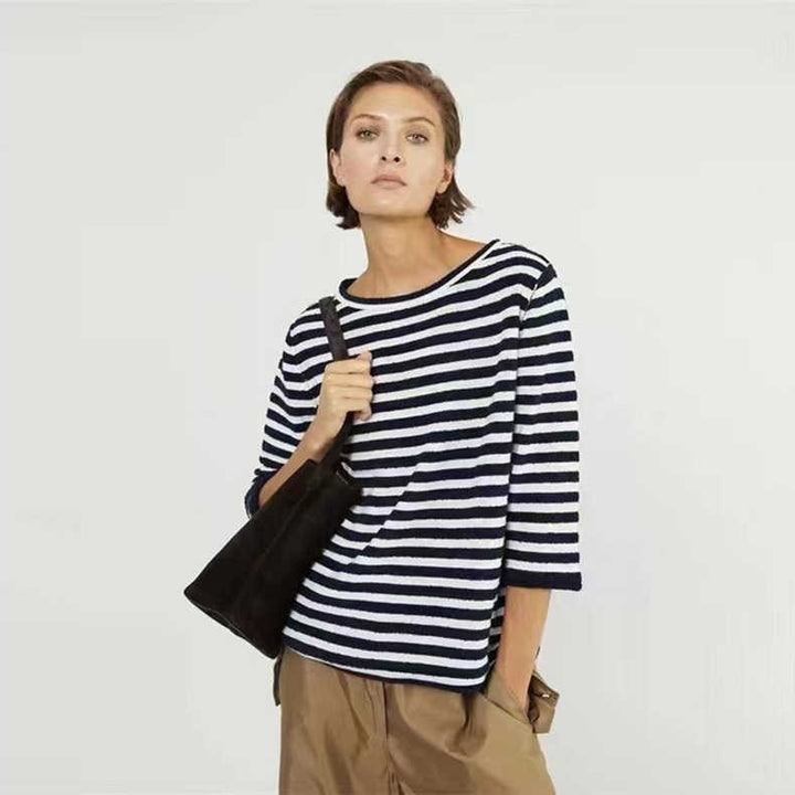 Damen Streifenpullover mit weitem Schnitt Drune