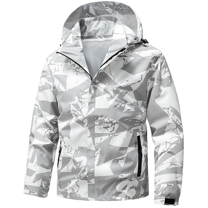 Herren wind- und wasserdichter Camo Regenblouson mit verschweißten Nähten und Mesh-Innenfutter Drune