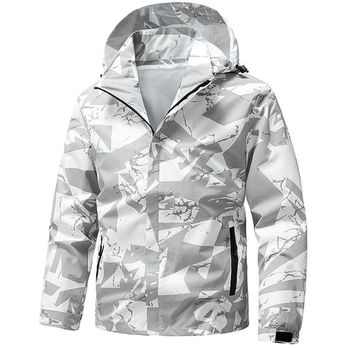 Herren wind- und wasserdichter Camo Regenblouson mit verschweißten Nähten und Mesh-Innenfutter Drune