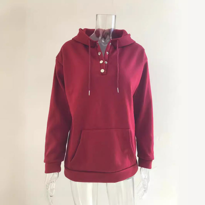 Damen Kapuzenpullover mit Knopfleiste und lässigem Schnitt Drune