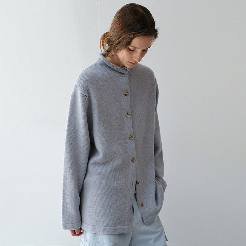 Damen Wärmende Wolljacke mit Stehkragen Drune