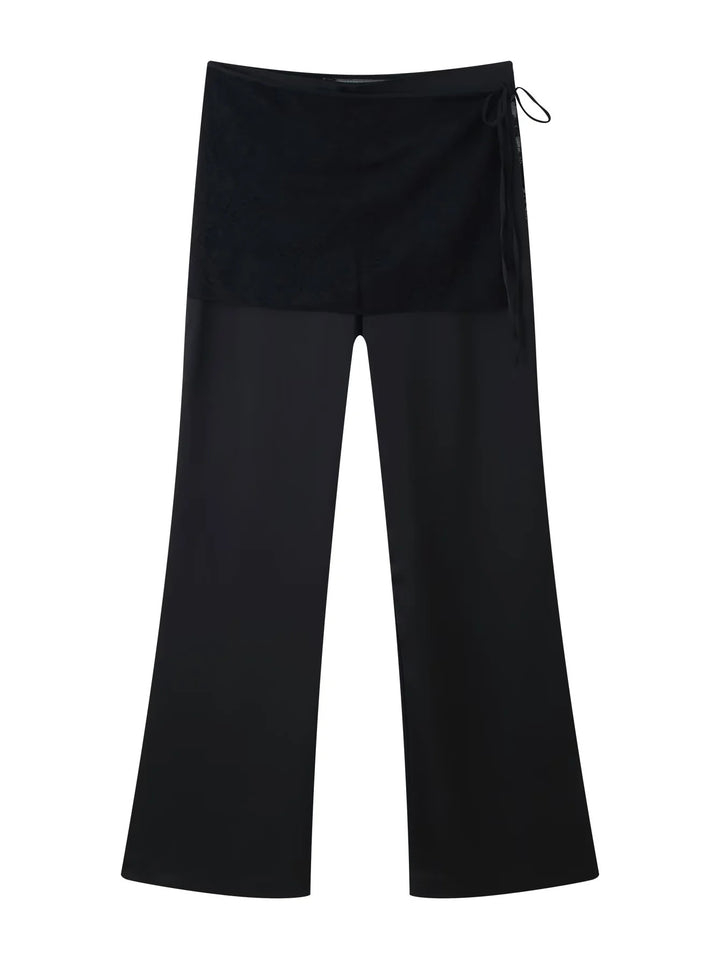 Damen nan Wickel-Palazzohose mit integriertem Rocklayer, hohem Bund und weitem Bein Drune