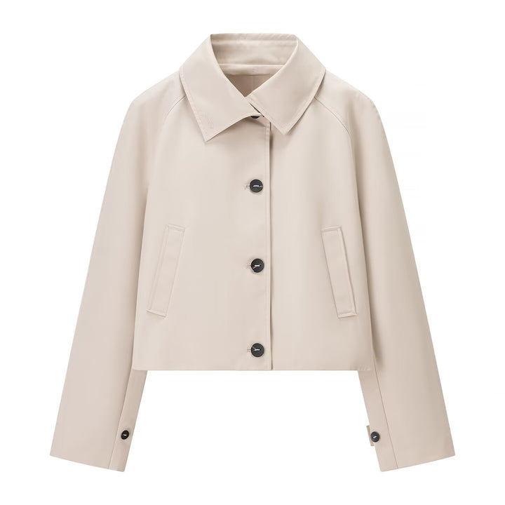 Damen Kurzjacke im Trenchstil mit kastiger Boxy‑Silhouette und Raglanärmeln Drune