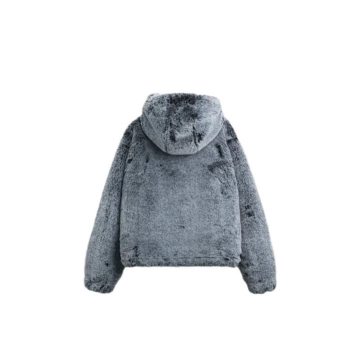 Damen Flauschige Teddyjacke mit hohem Kragen und praktischen Taschen Drune