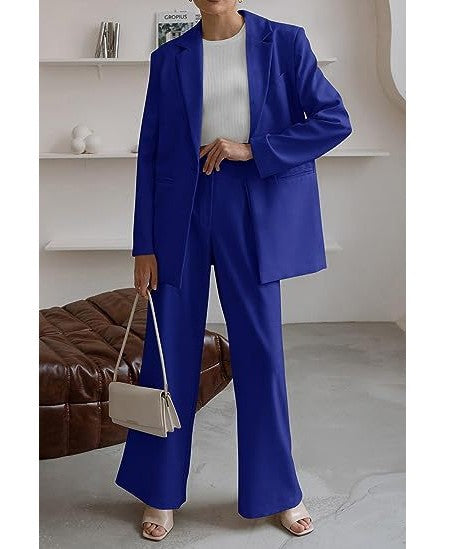Damen nan Longblazer-Set mit kastiger Oversize-Silhouette, strukturierter Schulterpartie und hochtaillierter Palazzo-Hose Drune