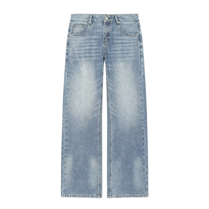 Damen Weite Denim-Jeans mit Glitzerfinish und hoher Taille Drune