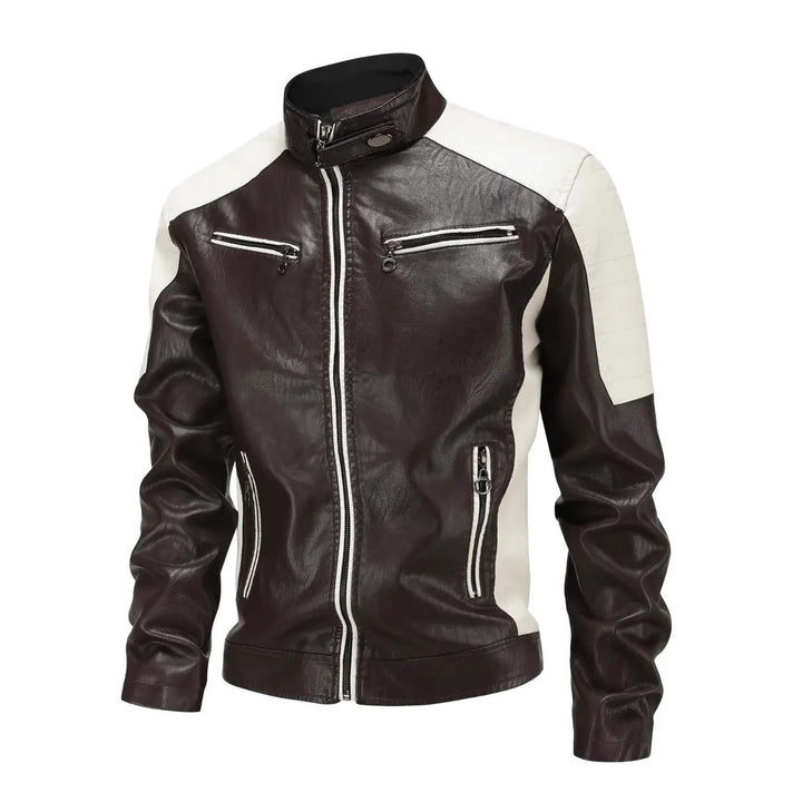 Herren Sportliche Kunstlederjacke mit Reißverschluss Drune
