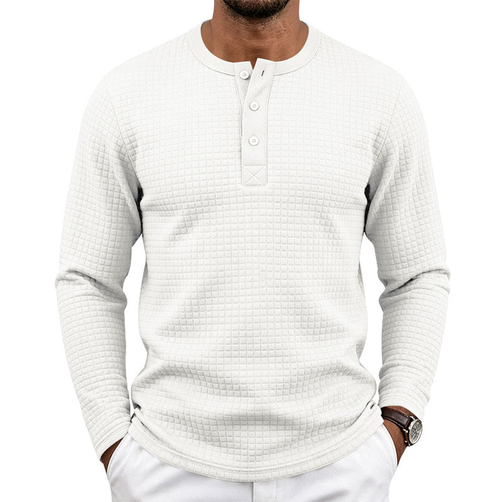 Herren Strukturiertes Waffel-Thermalshirt mit Henley-Knopfleiste und gerundetem Saum Drune