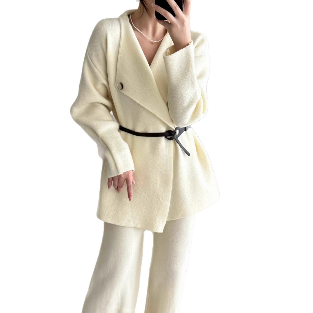 Damen Elegante Strickjacke mit tailliertem Design und Gürtel Drune
