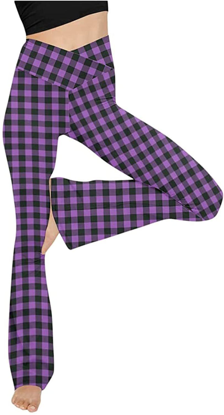 Damen Bootcut Yoga-Hose aus elastischem Material mit hohem Bund Drune
