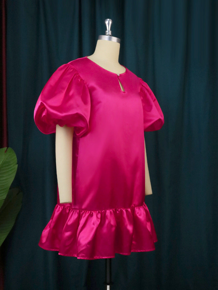 Damen Puffärmel Kleid Drune