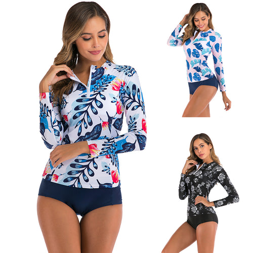 Damen Langarm-Surfuanzug mit floralem Motiv Drune